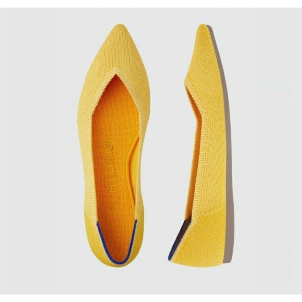 NEW Rothy’s The Point Ballet Flats Sunshine Yellow Slip-on Shoes 7.5